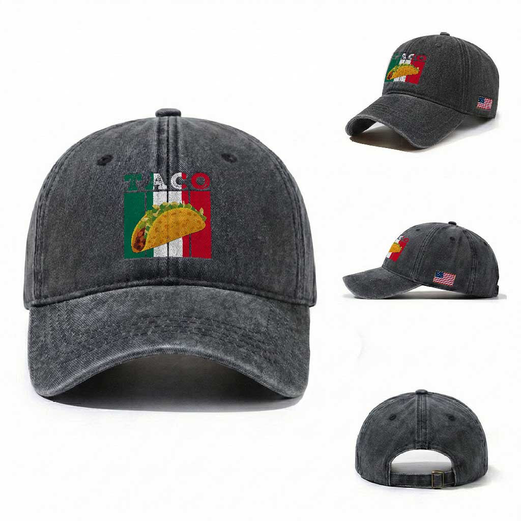 Tacos Lover Mexican Food Washed Cotton Baseball Cap Funny Quote Gift TS12 Washed Cap Universal Fit Dark Gray Print Your Wear