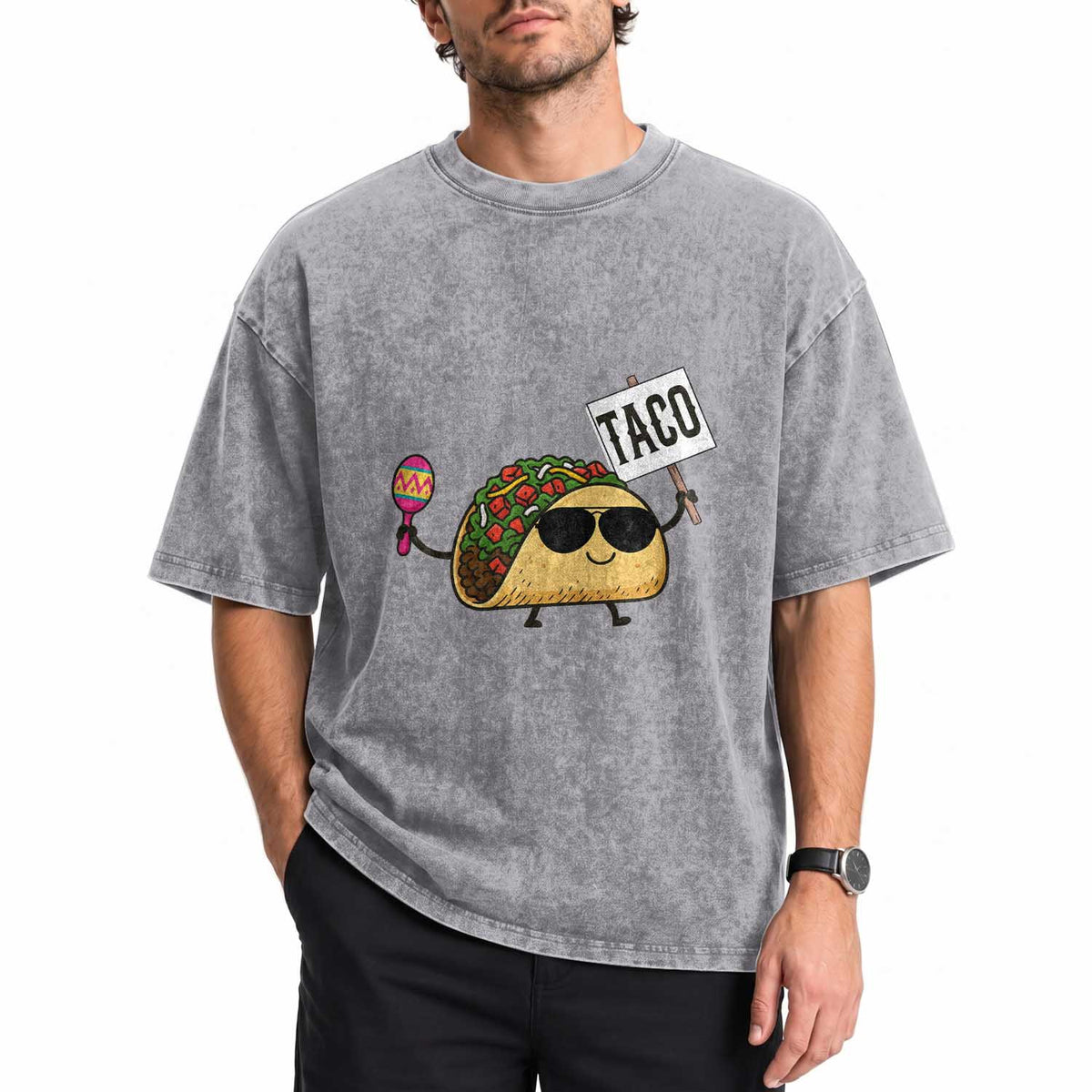 Tacos Lovers Washed Cotton T-Shirt Mexican Food Lover Gift