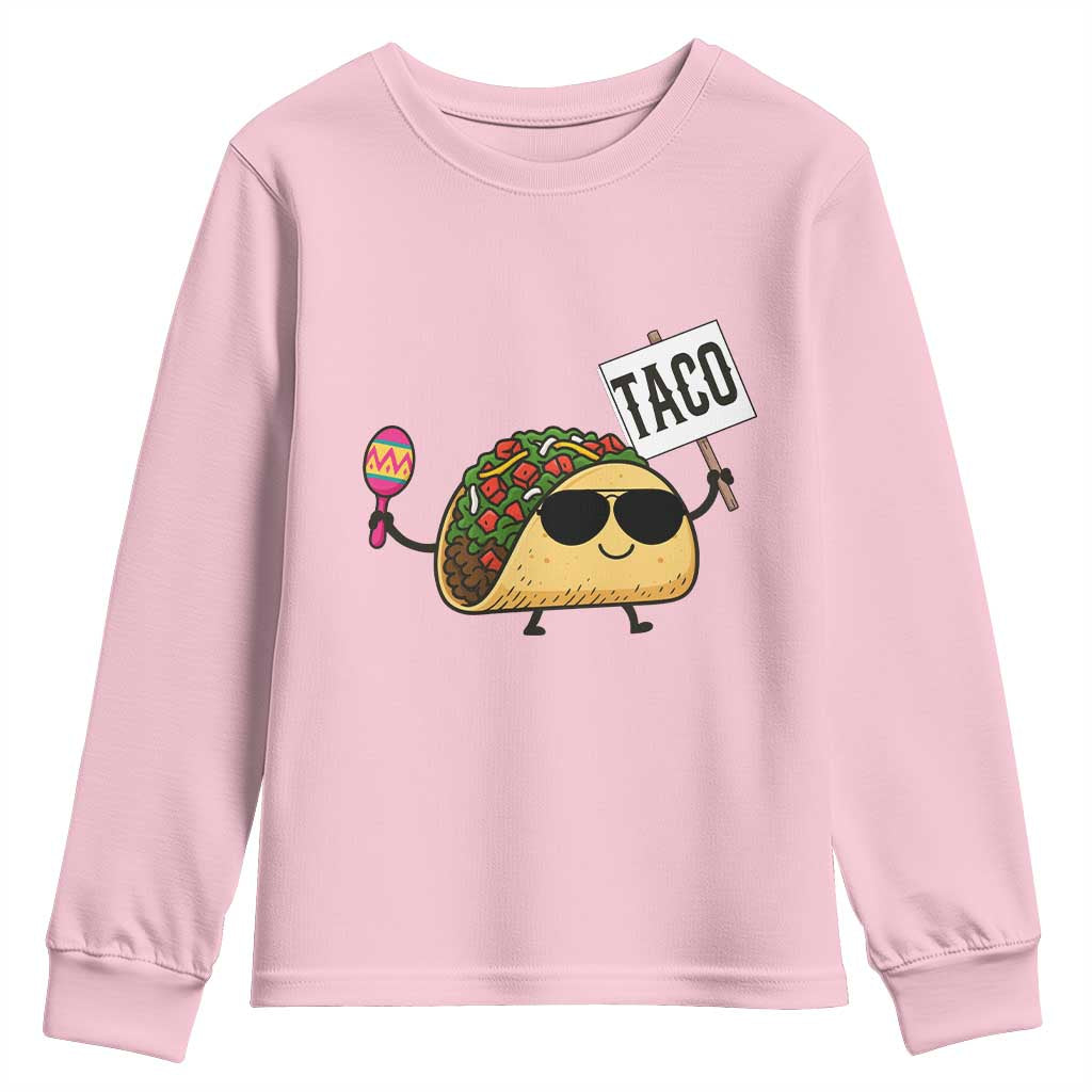 Tacos Lovers Youth Sweatshirt Mexican Food Lover Gift TS12 Light Pink Print Your Wear