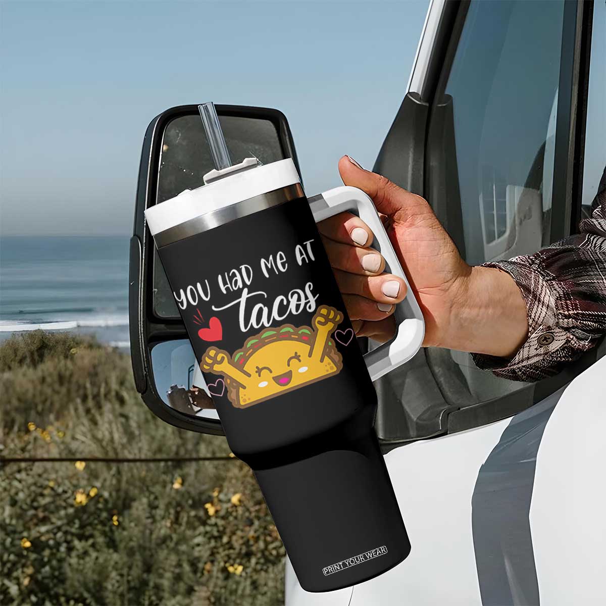 Funny Taco Lover Tumbler With Handle You Had Me At Tacos TS12 Print Your Wear