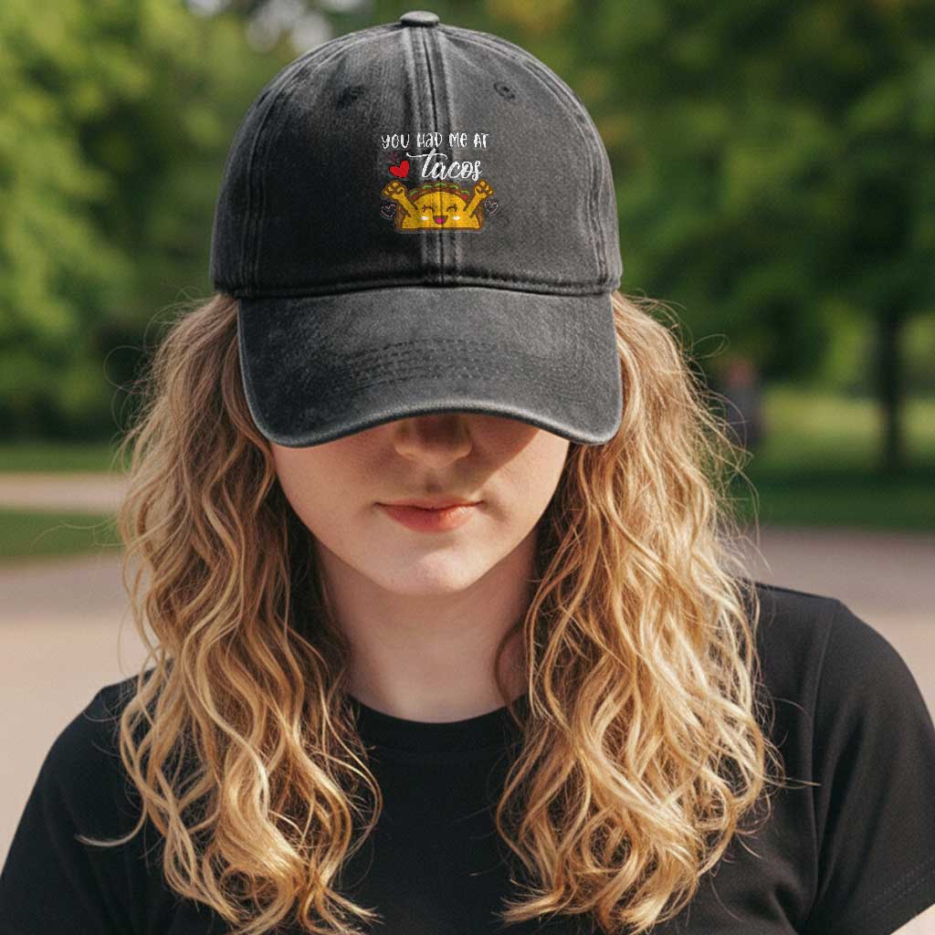 Funny Taco Lover Washed Cotton Baseball Cap You Had Me At Tacos TS12 Print Your Wear