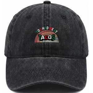 You Had Me At Tacos Washed Cotton Baseball Cap Tacos Lover Gift TS12 Washed Cap Universal Fit Black Print Your Wear