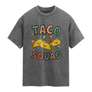 Taco Squad Washed Cotton T-Shirt Funny Mexican Food Lovers Gift