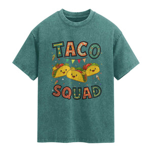 Taco Squad Washed Cotton T-Shirt Funny Mexican Food Lovers Gift