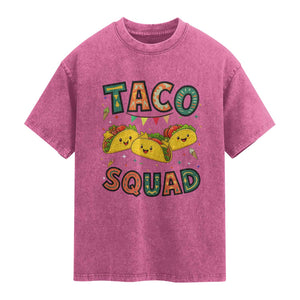 Taco Squad Washed Cotton T-Shirt Funny Mexican Food Lovers Gift
