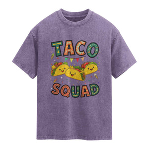 Taco Squad Washed Cotton T-Shirt Funny Mexican Food Lovers Gift