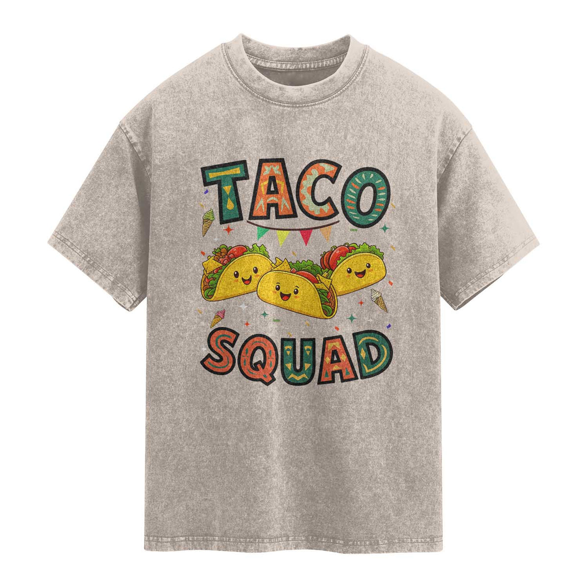 Taco Squad Washed Cotton T-Shirt Funny Mexican Food Lovers Gift