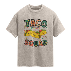 Taco Squad Washed Cotton T-Shirt Funny Mexican Food Lovers Gift