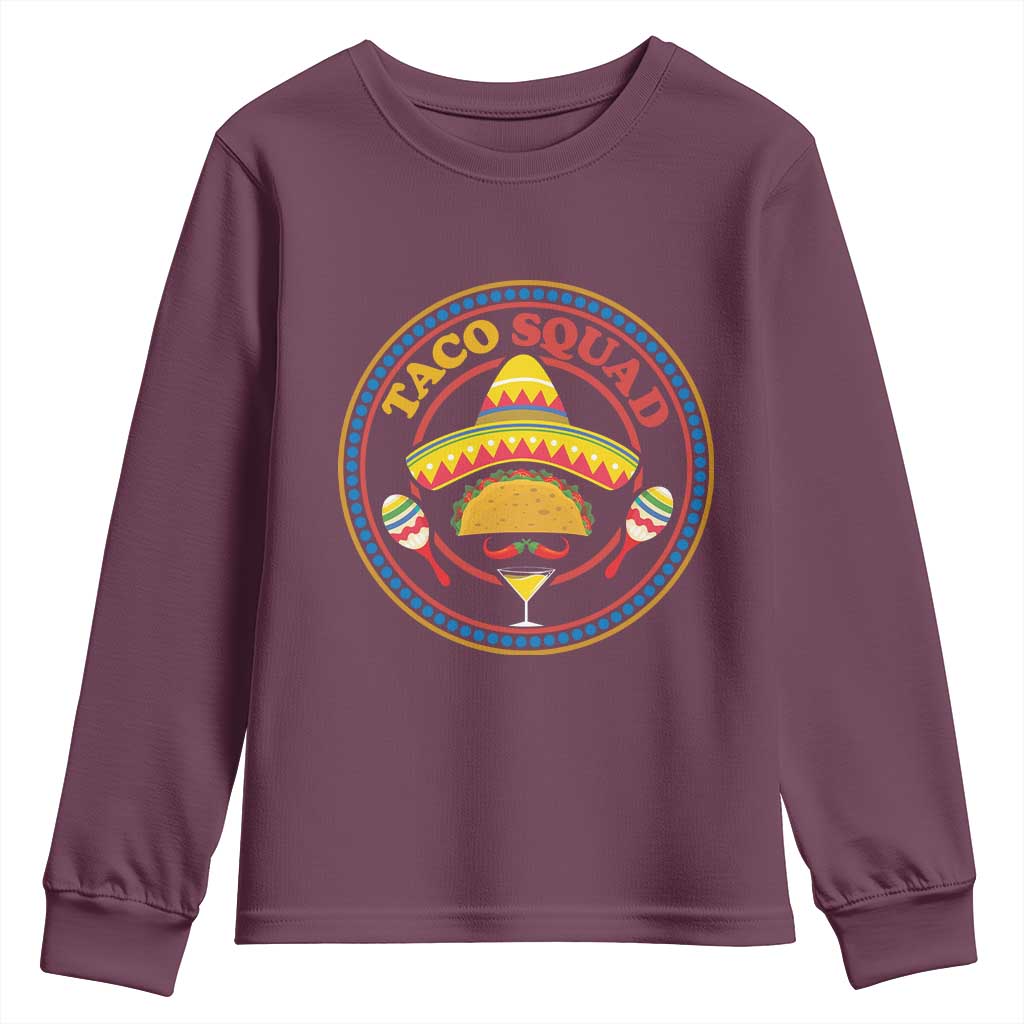 Taco Squad Youth Sweatshirt Mexican Food Lovers Gift TS12 Maroon Print Your Wear