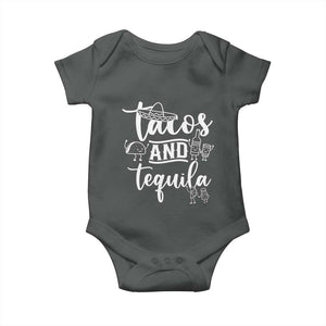 Tacos And Tequila Lover Baby Onesie Funny Humor Gift TS12 Dark Heather Print Your Wear