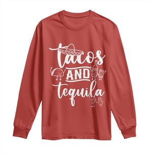 Tacos And Tequila Lover Long Sleeve Shirt Funny Humor Gift TS12 Red Print Your Wear
