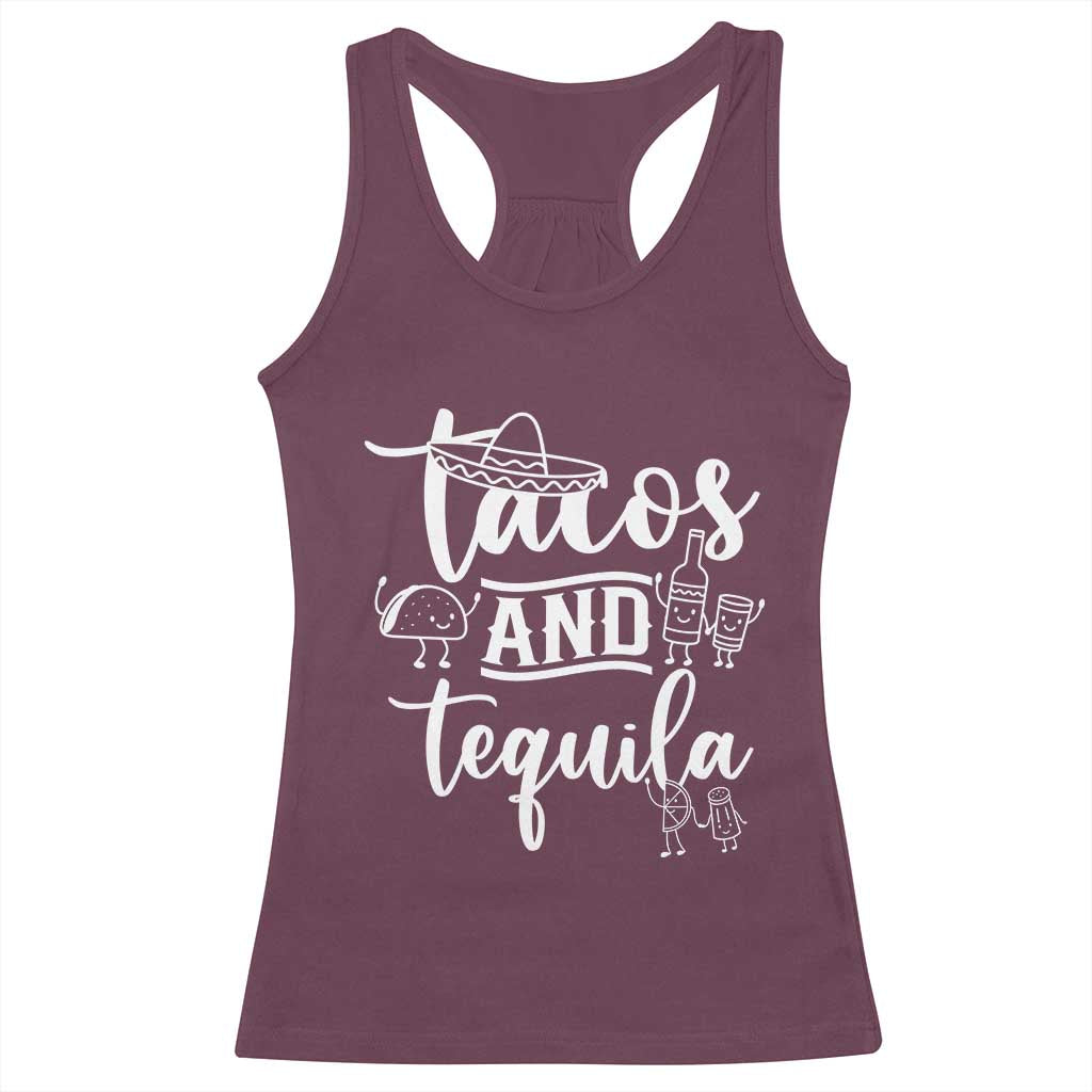 Tacos And Tequila Lover Racerback Tank Top Funny Humor Gift TS12 Maroon Print Your Wear