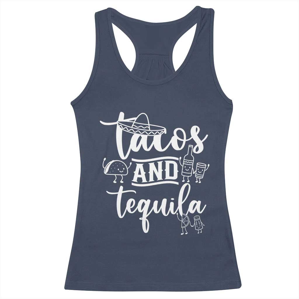 Tacos And Tequila Lover Racerback Tank Top Funny Humor Gift TS12 Navy Print Your Wear