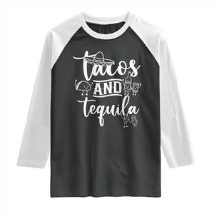 Tacos And Tequila Lover Raglan Shirt Funny Humor Gift TS12 Black White Print Your Wear