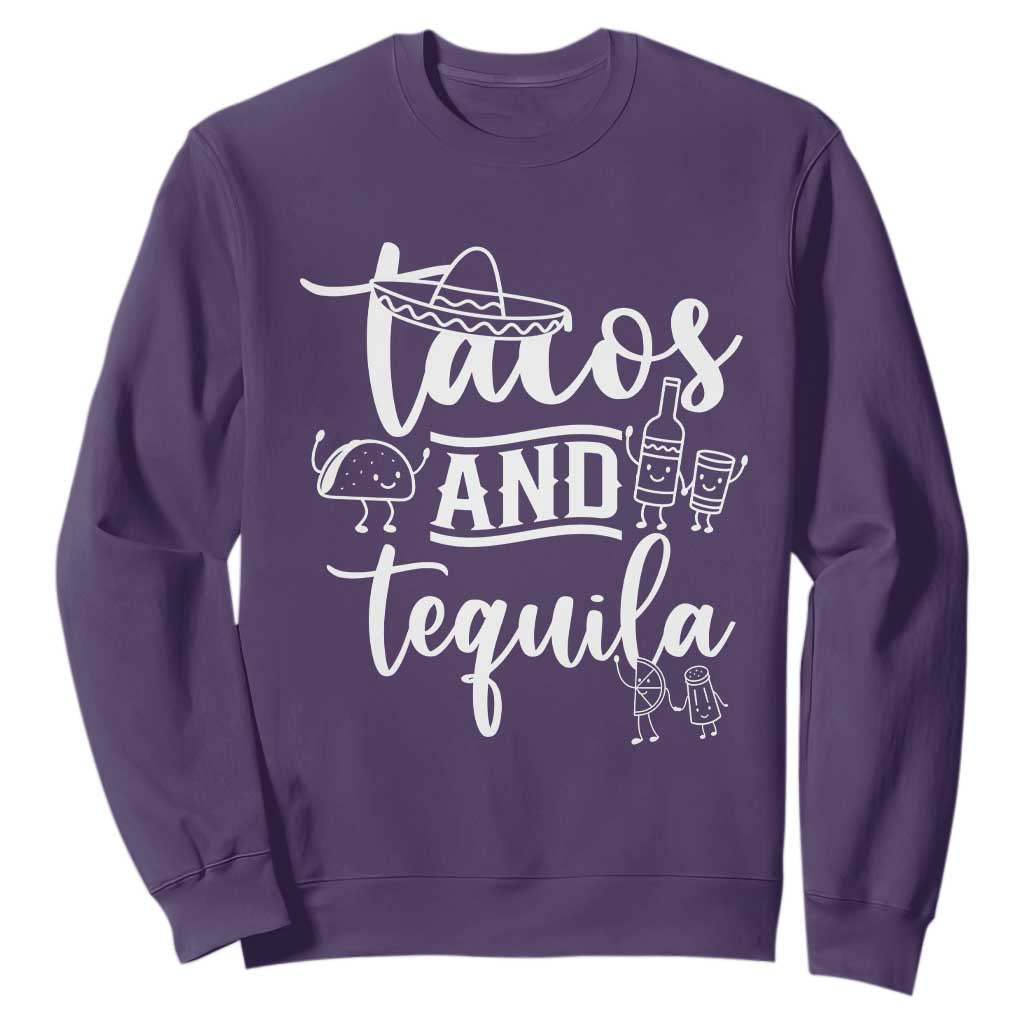 Tacos And Tequila Lover Sweatshirt Funny Humor Gift TS12 Purple Print Your Wear