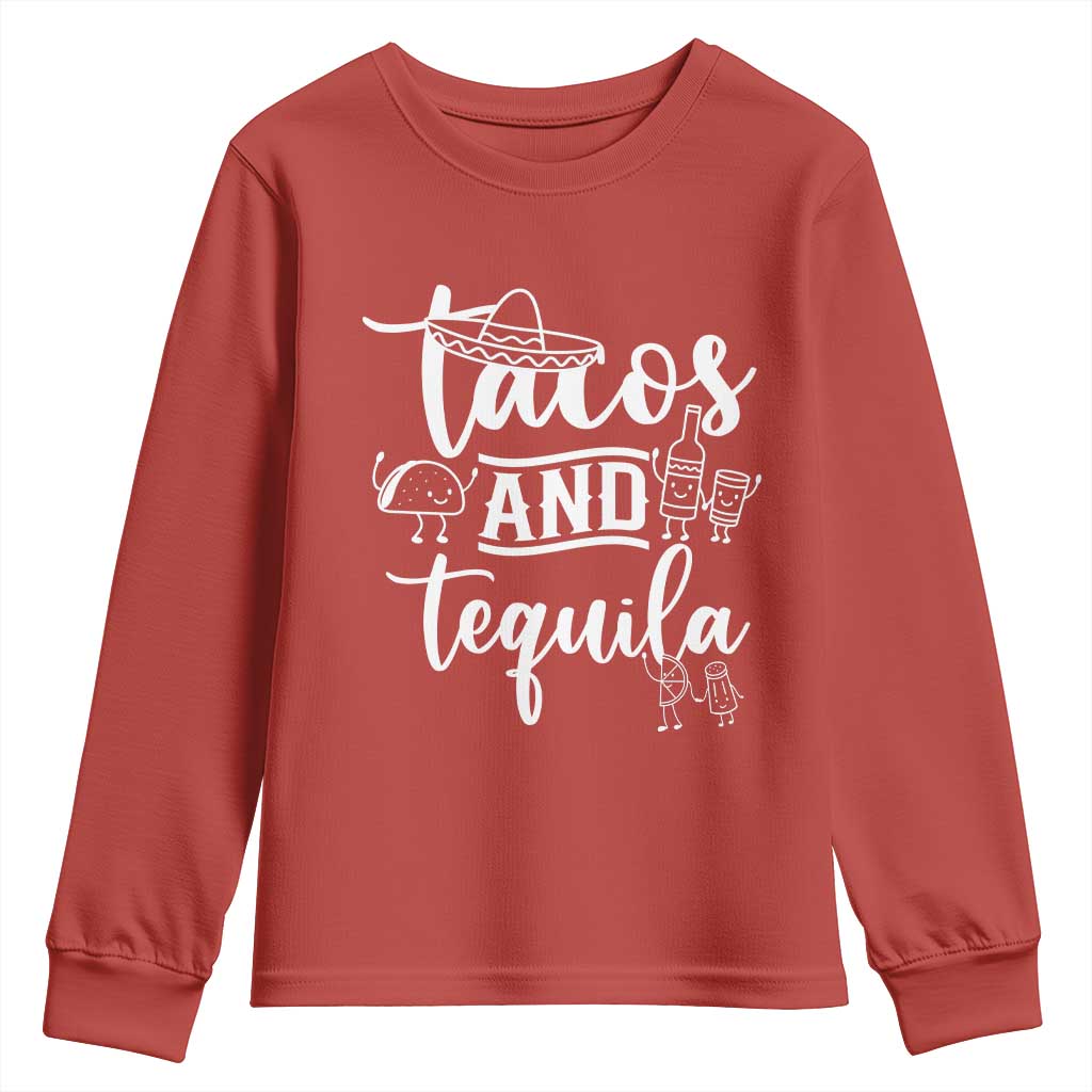 Tacos And Tequila Lover Youth Sweatshirt Funny Humor Gift TS12 Red Print Your Wear