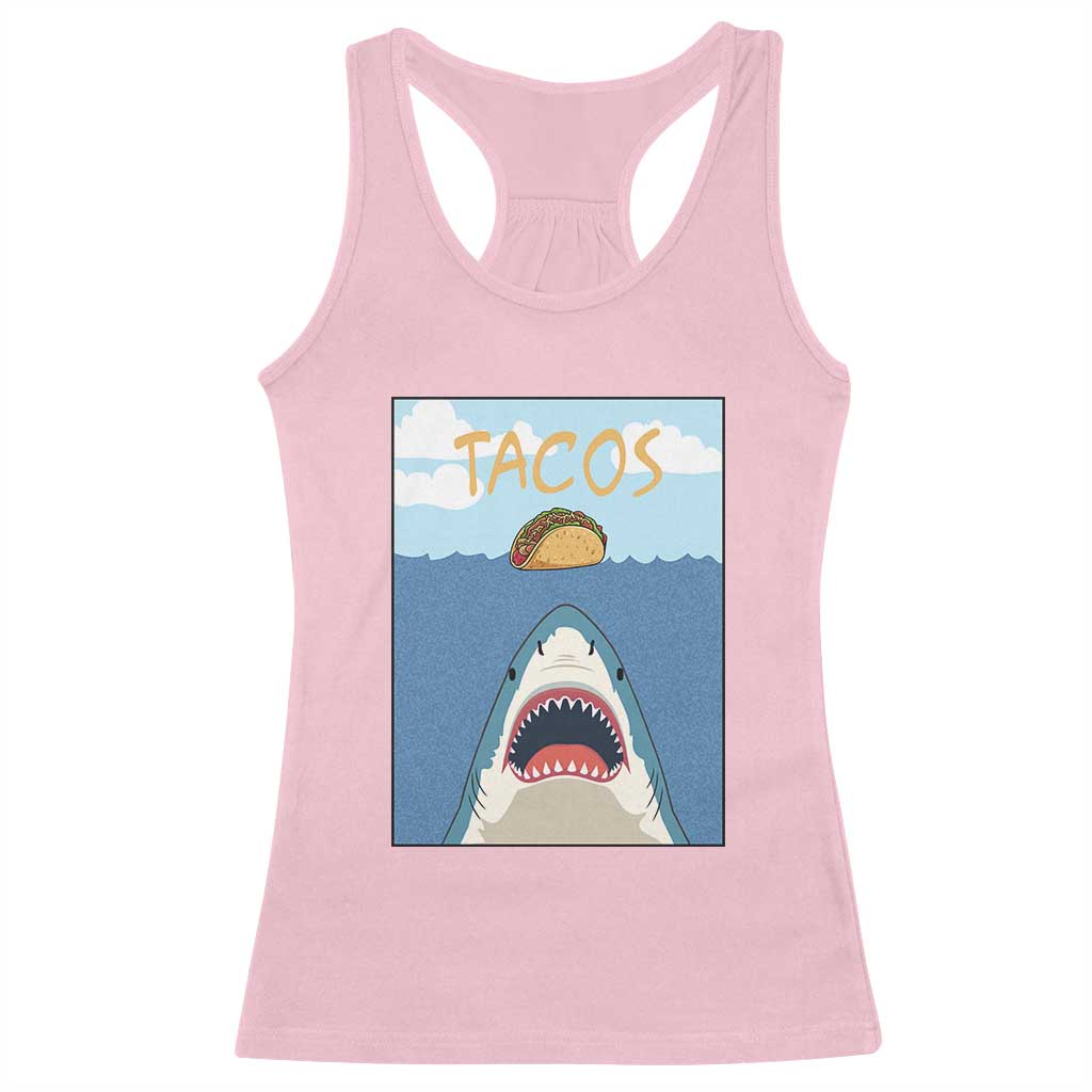 Funny Tacos Lover Racerback Tank Top Shark Attack Humor Gift TS12 Light Pink Print Your Wear