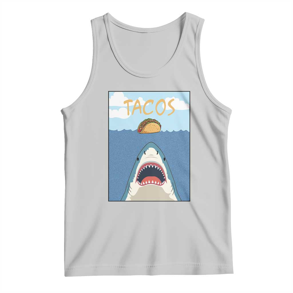Funny Tacos Lover Tank Top Shark Attack Humor Gift TS12 Ash Print Your Wear