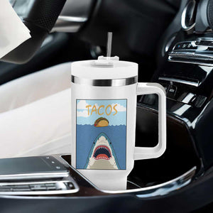 Funny Tacos Lover Tumbler With Handle Shark Attack Humor Gift TS12 Print Your Wear