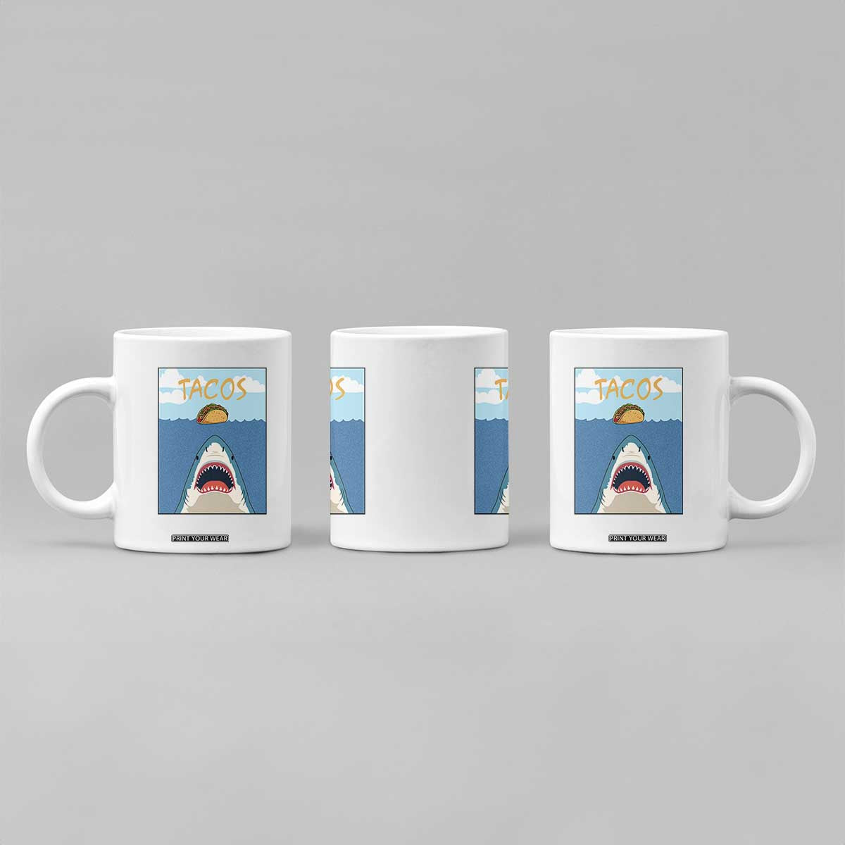 Funny Tacos Lover Coffee Mug Shark Attack Humor Gift TS12 Print Your Wear