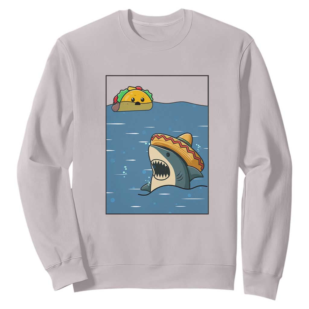 Tacos Lover Sweatshirt Funny Shark Humor Foodie Gift TS12 Ice Gray Print Your Wear