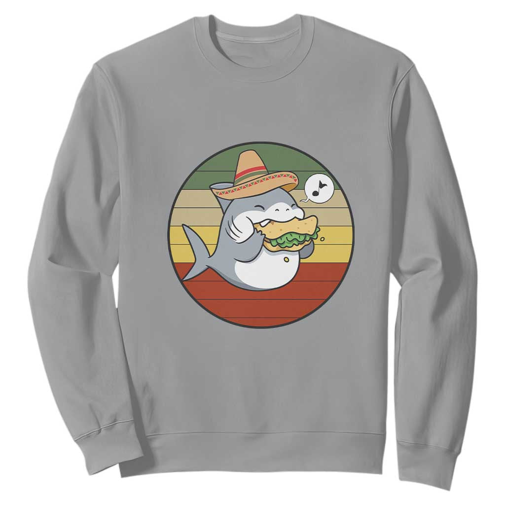Mexican Food Lover Gift Sweatshirt Funny Shark Eating Tacos TS12 Sport Gray Print Your Wear