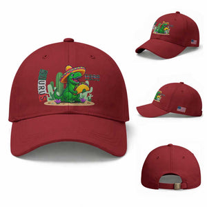 Mexican Food Lover Gift Baseball Cap Funny Dinosaur Taco Saurus TS12 Baseball Cap Universal Fit Cherry Red Print Your Wear