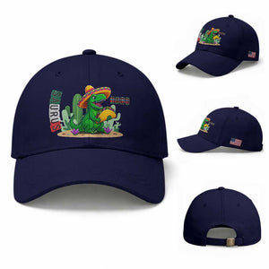 Mexican Food Lover Gift Baseball Cap Funny Dinosaur Taco Saurus TS12 Baseball Cap Universal Fit Dark Blue Print Your Wear
