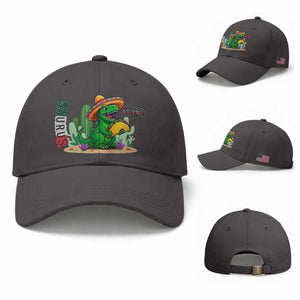 Mexican Food Lover Gift Baseball Cap Funny Dinosaur Taco Saurus TS12 Baseball Cap Universal Fit Dark Gray Print Your Wear