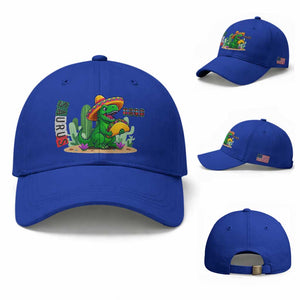 Mexican Food Lover Gift Baseball Cap Funny Dinosaur Taco Saurus TS12 Baseball Cap Universal Fit Royal Blue Print Your Wear