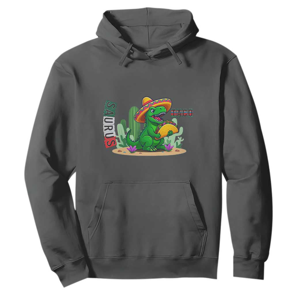 Mexican Food Lover Gift Hoodie Funny Dinosaur Taco Saurus TS12 Dark Heather Print Your Wear