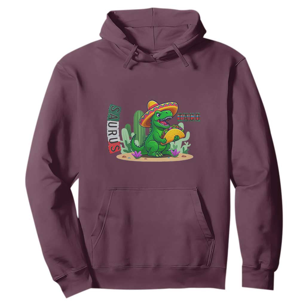 Mexican Food Lover Gift Hoodie Funny Dinosaur Taco Saurus TS12 Maroon Print Your Wear