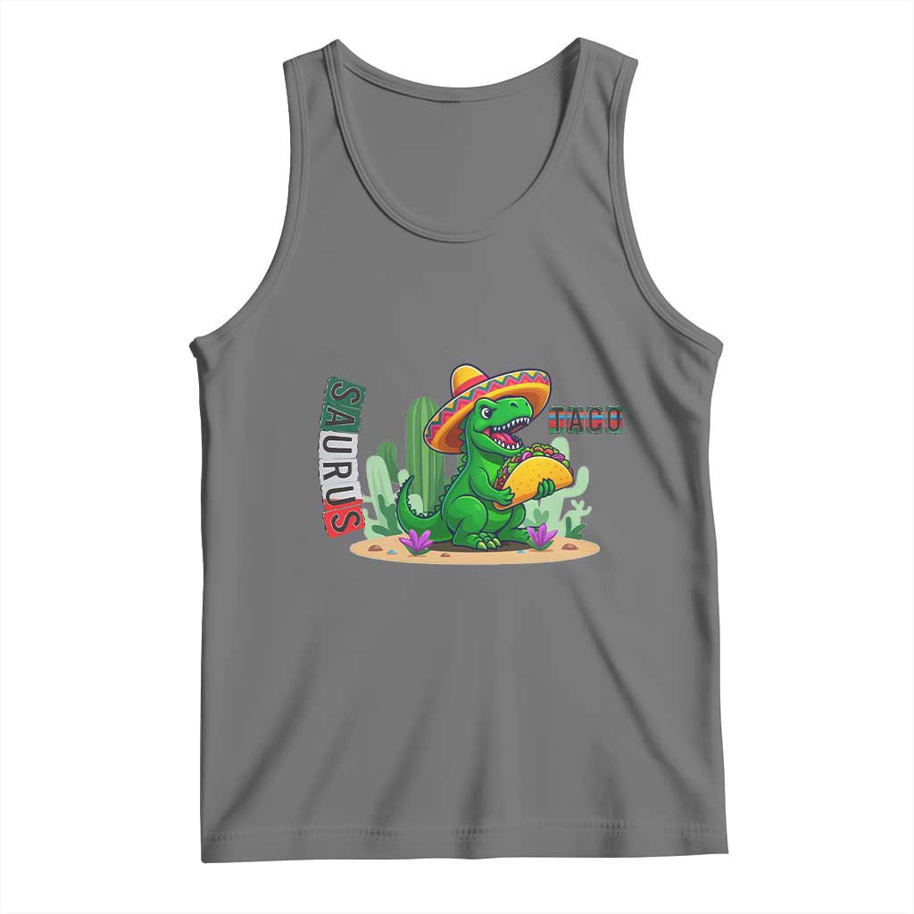 Mexican Food Lover Gift Tank Top Funny Dinosaur Taco Saurus TS12 Black Heather Print Your Wear