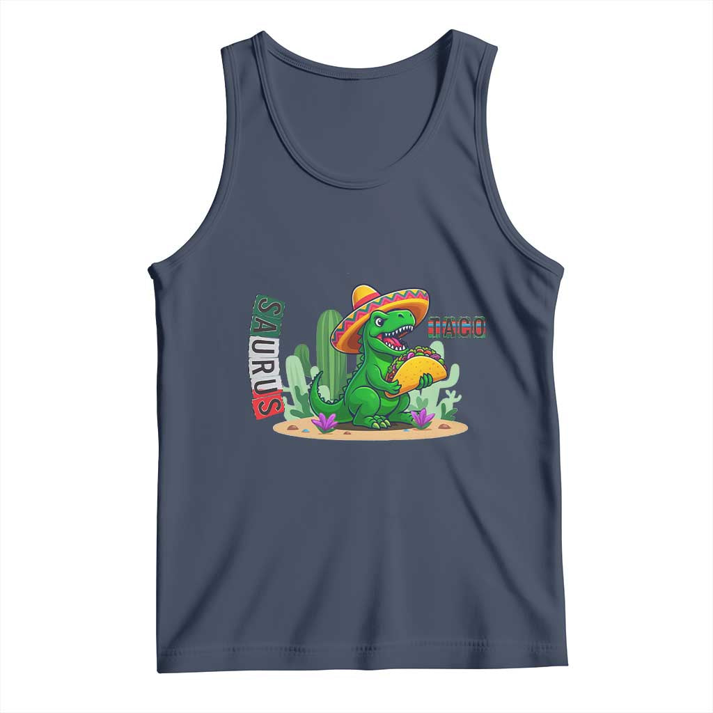 Mexican Food Lover Gift Tank Top Funny Dinosaur Taco Saurus TS12 Navy Print Your Wear