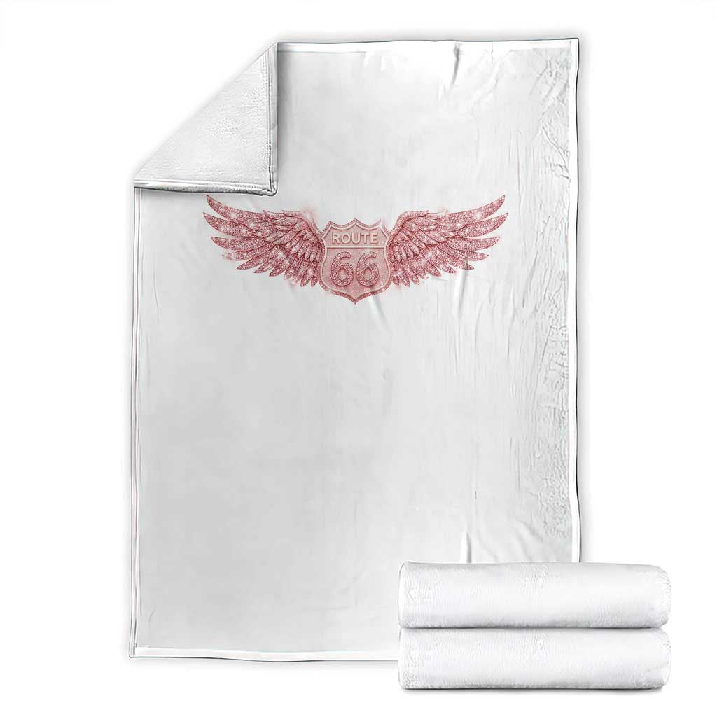 Pink Glitter Effect Route Highway 66 Throw Blanket Road Trip Motorcycle Adventure