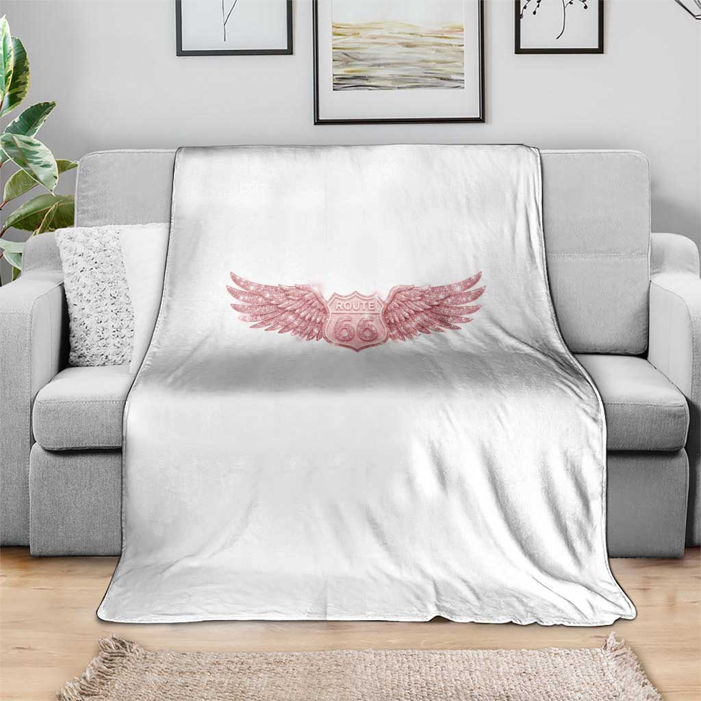Pink Glitter Effect Route Highway 66 Throw Blanket Road Trip Motorcycle Adventure