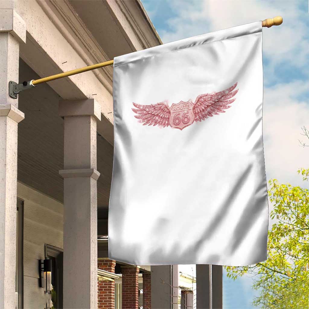 Pink Glitter Effect Route Highway 66 Garden Flag Road Trip Motorcycle Adventure