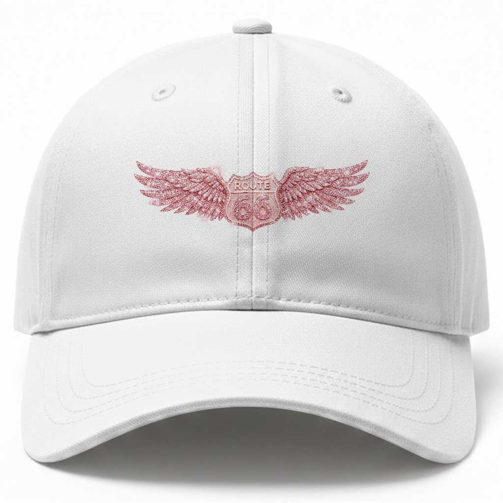 Pink Glitter Effect Route Highway 66 Baseball Cap Road Trip Motorcycle Adventure