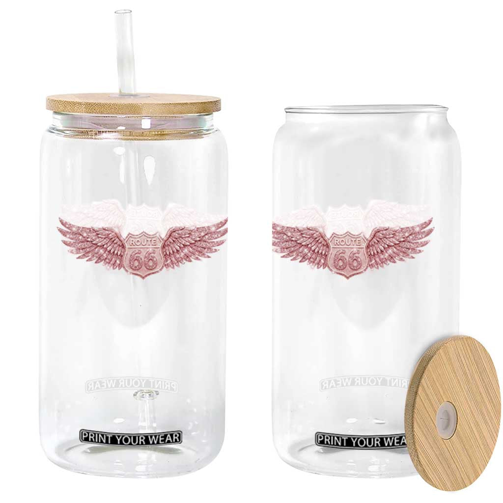 Pink Glitter Effect Route Highway 66 Glass Can Road Trip Motorcycle Adventure