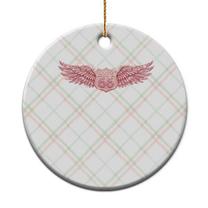 Pink Glitter Effect Route Highway 66 Ceramic Ornament Road Trip Motorcycle Adventure