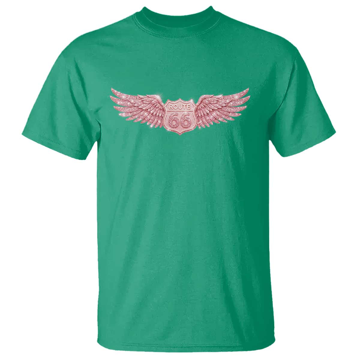 Pink Glitter Effect Route Highway 66 T Shirt Road Trip Motorcycle Adventure