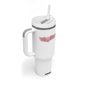 Pink Glitter Effect Route Highway 66 Tumbler With Handle Road Trip Motorcycle Adventure