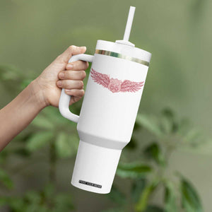 Pink Glitter Effect Route Highway 66 Tumbler With Handle Road Trip Motorcycle Adventure