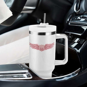 Pink Glitter Effect Route Highway 66 Tumbler With Handle Road Trip Motorcycle Adventure