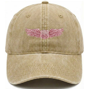 Pink Glitter Effect Route Highway 66 Washed Cotton Baseball Cap Road Trip Motorcycle Adventure