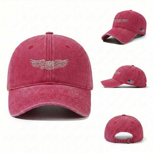 Pink Glitter Effect Route Highway 66 Washed Cotton Baseball Cap Road Trip Motorcycle Adventure