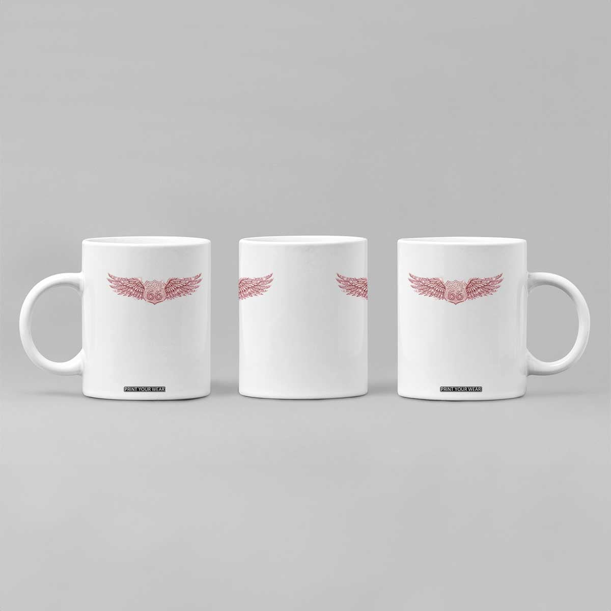Pink Glitter Effect Route Highway 66 Coffee Mug Road Trip Motorcycle Adventure