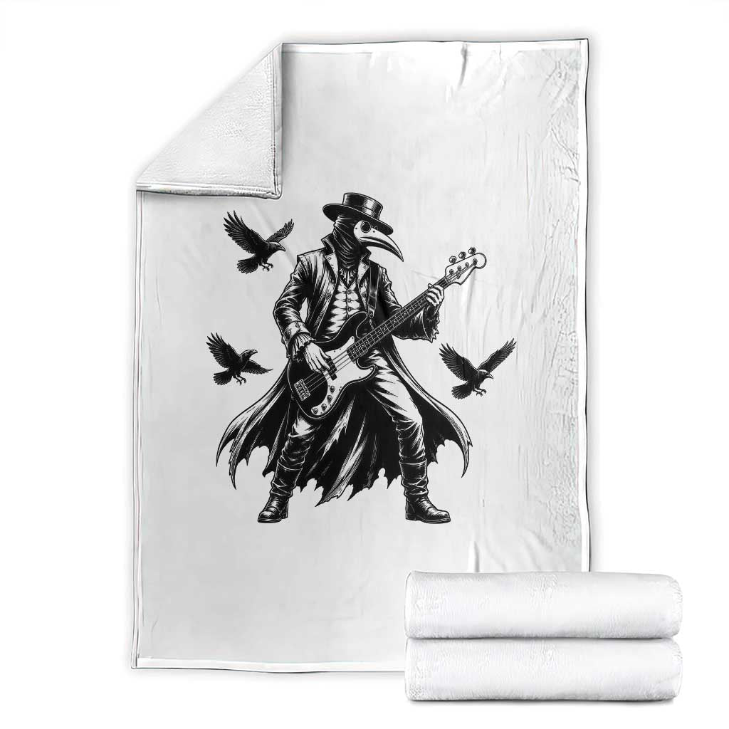 Plague Doctor Electric Bass Rocker Throw Blanket Gothic Musician
