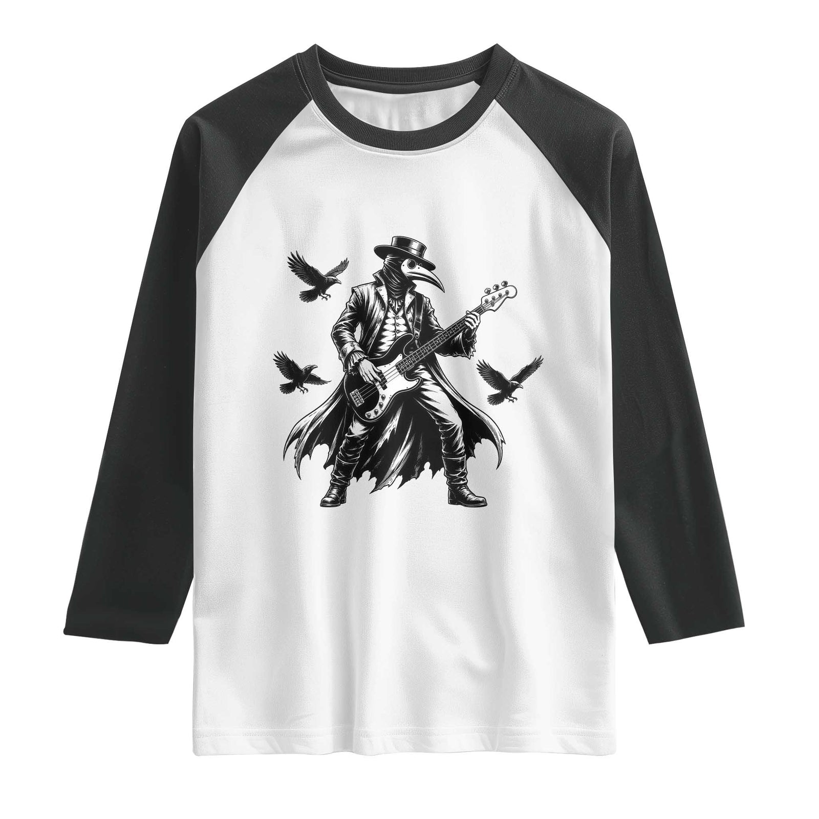 Plague Doctor Electric Bass Rocker Raglan Shirt Gothic Musician