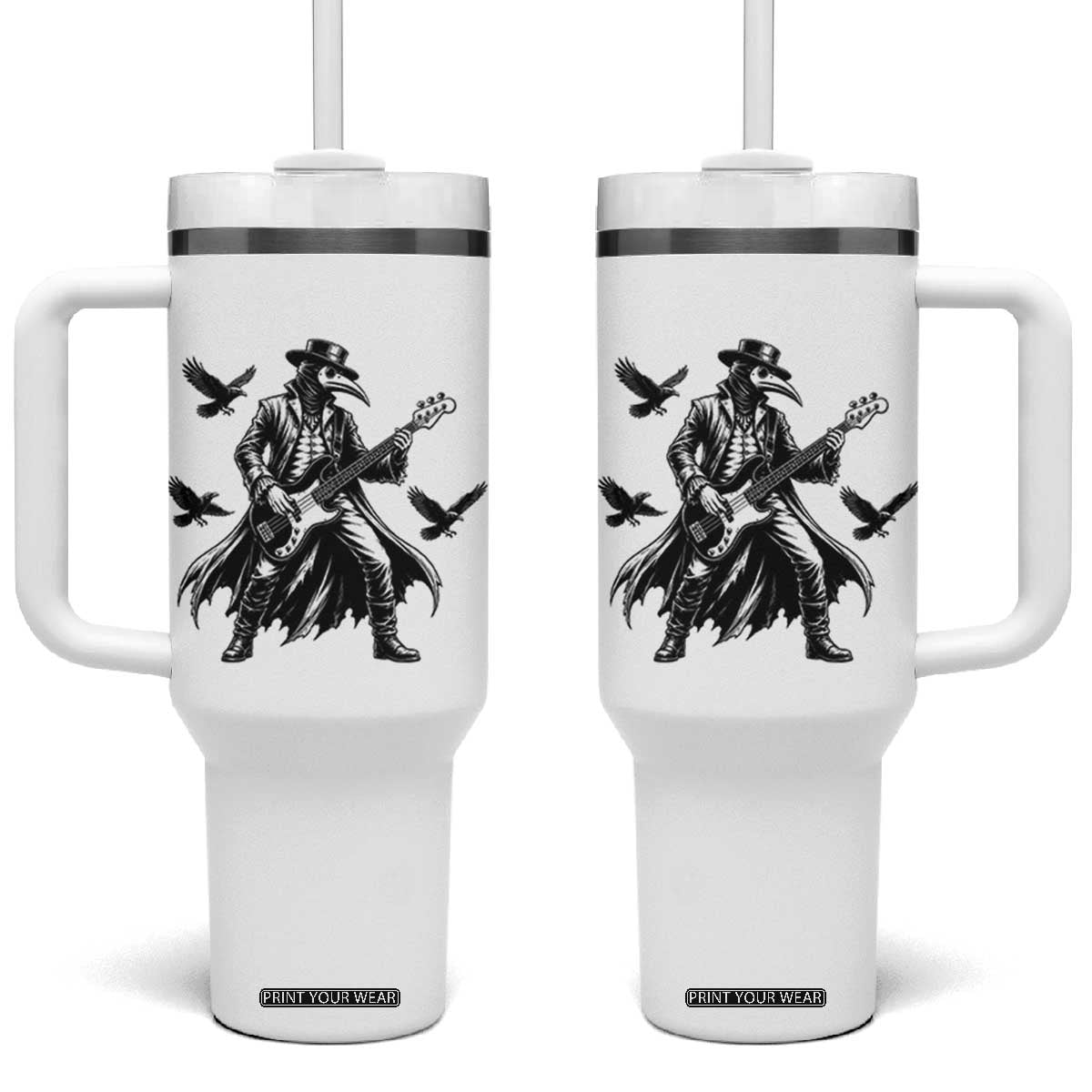 Plague Doctor Electric Bass Rocker Tumbler With Handle Gothic Musician